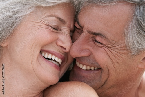 Warm embrace of senior couple sharing moment together