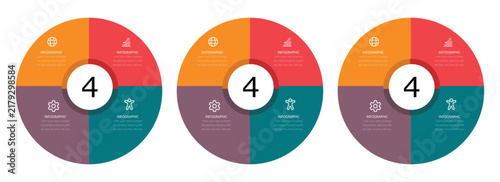 Circle chart infographic template with 4 options . Vector circle arrows infographic, cycle diagram, graph, presentation chart. 