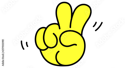 Peace, Victory. Hand sign. Gesture fingers. Dynamic hand gesture sign peace victory art, energetic hand gesture sign mark peace victory, retro comic hand gesture sign badge. Vector Illustration