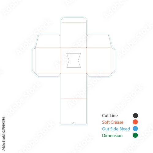 Square Tuck Top Box with Window Dieline Vector Template