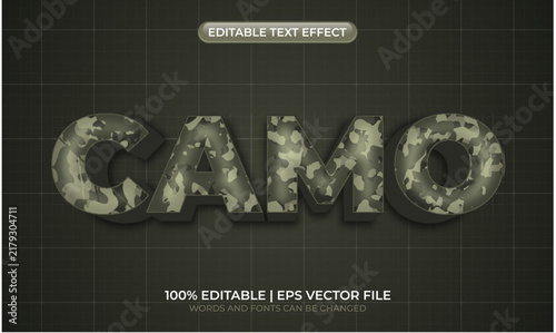 Camouflage text effect. Camouflage editable text style effect. Camouflage theme style