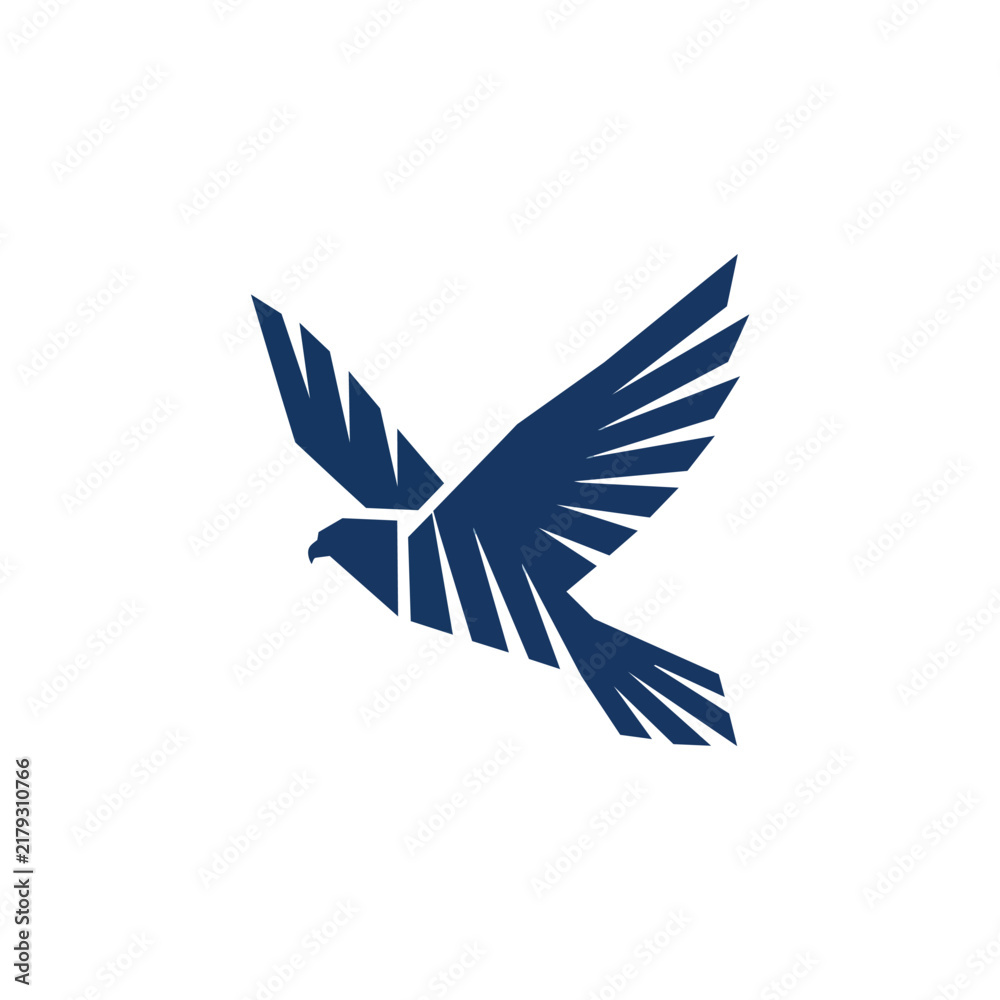 Obraz premium Blue Geometric Bird Wing Illustration