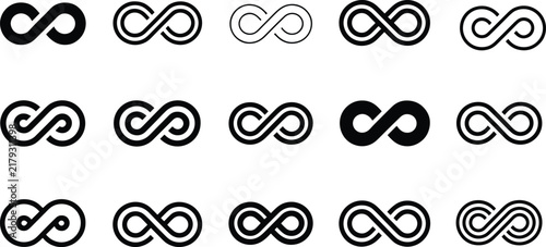 Infinity Symbol Line Icon Set With Endless Mobius Loop And Limitless Logo Concepts Vector Illustration