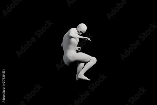 Man climbing frame left side view matte black background