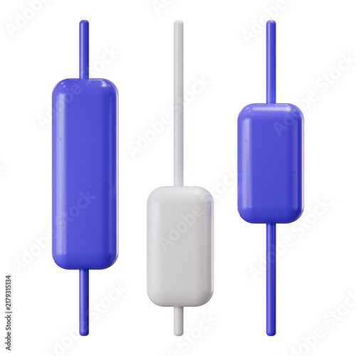 3D Purple and White Financial Candlestick Chart Icon