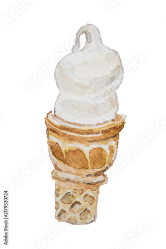 Vanilla Soft Serve Watercolor Illustration