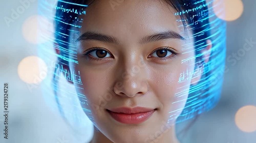 Closeup portrait of a woman with digital effects