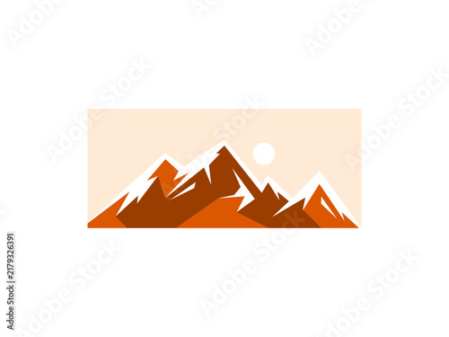 minimalist peaks logo with sky background