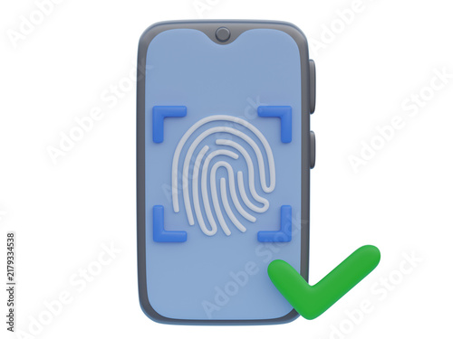 3D Biometric Security Smartphone Fingerprint Scanner Render