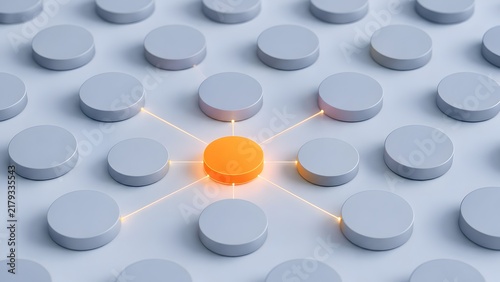 Network Hub Connectivity And Data Integration With Glowing Central Node