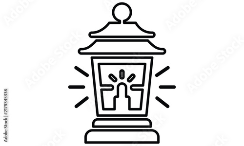 Simple Outline Icon of Lit Lantern
