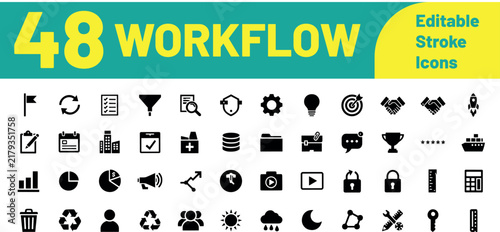 Digital workflow diagram with arrows and process steps on blue gradient background