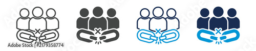 Canvas Print team disconnect icon set with multi concept