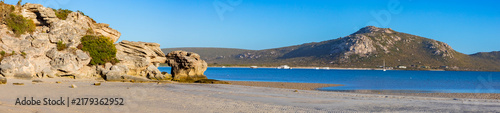 View of Tranquil coastal beach scenes in Langebaan, South Africa