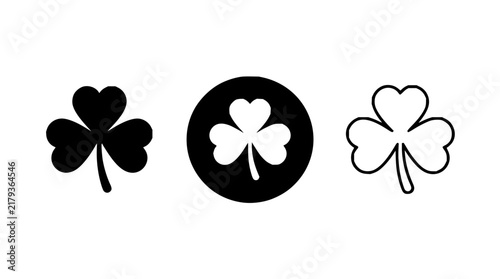 Clover set with isolated clovers featuring leaf, plant, and symbol with monochrome and silhouette