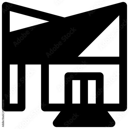 Art museum. Outlined stroke vector icon with black-filled details.