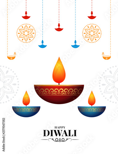Happy Diwali indian fetival of lights celebration Traditional card background. Diwali festival poster, stories, banner, flyer vector illustration