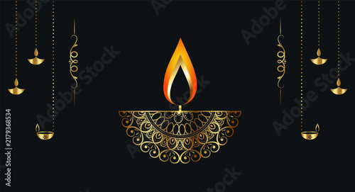 Happy Diwali indian fetival of lights celebration Indian Traditional card background. Diwali celebration vector illustration design