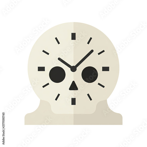 Creepy Skull Shaped Table Clock Vector Design halloween