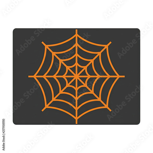 Orange Spider Web Icon on Dark Grey Background halloween