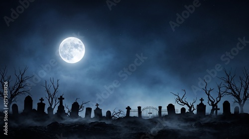 Minimalist Halloween Wallpaper Graveyard Tombstones Full Moon 4K