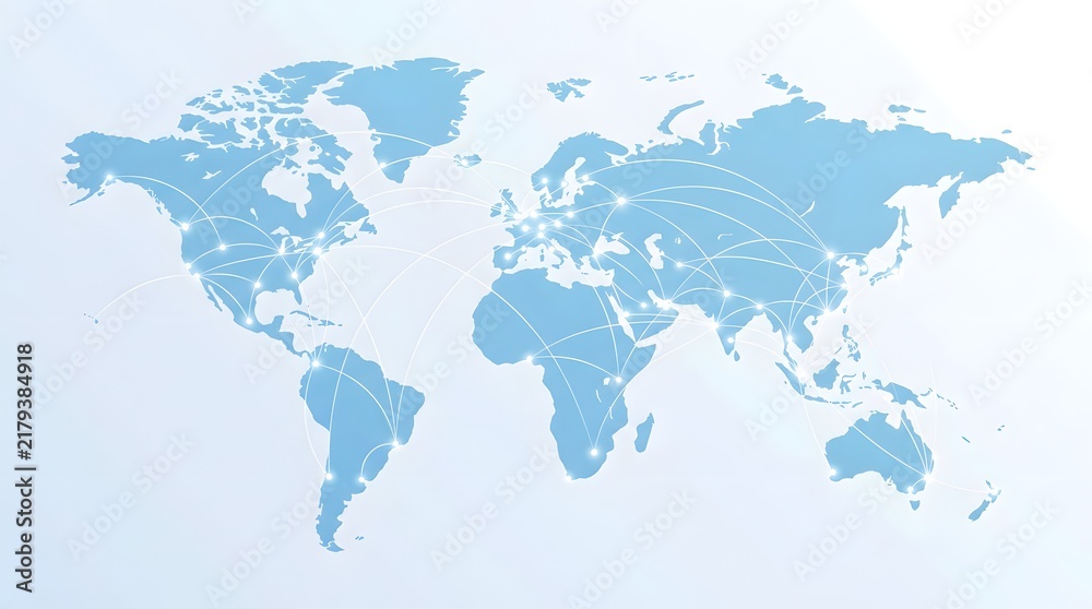 Fototapeta premium Global connections world map with international lines