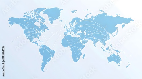 Global connections world map with international lines