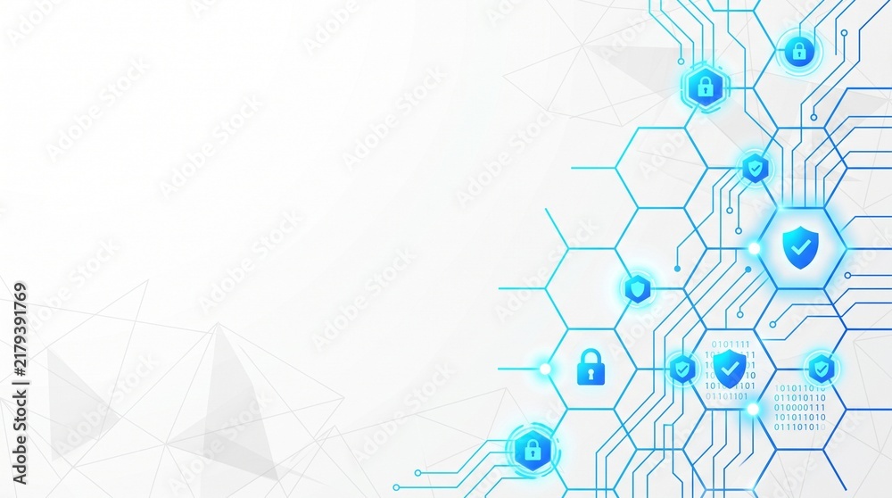 Obraz premium Abstract Clean Cybersecurity Data Shield Protection High Tech Background