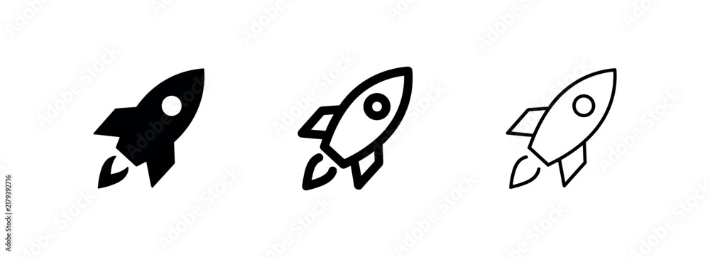 Fototapeta premium Space rocket startup launch icon
