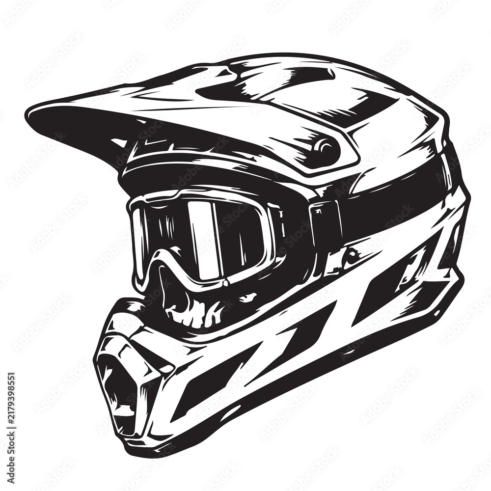 Fototapeta premium Aggressive Motocross Helmet and Goggles for Extreme Sports Protective Gear for Thrill-Seeking Riders and Off-Road Adventures