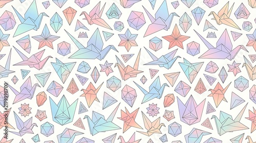 Colorful Paper Cranes Origami Pattern for Crafts and Decor