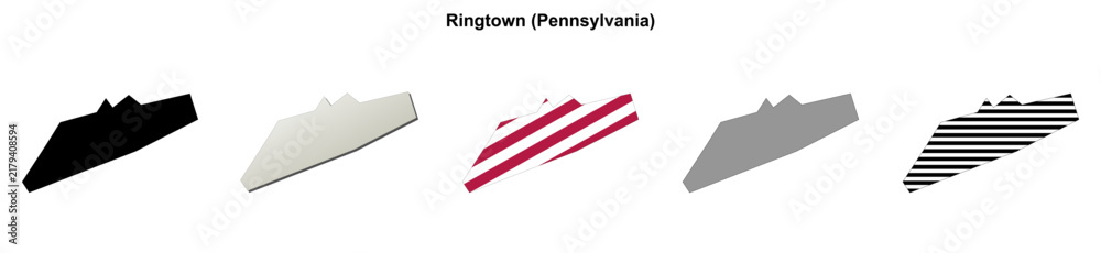 Obraz premium Ringtown (Pennsylvania) blank outline map set