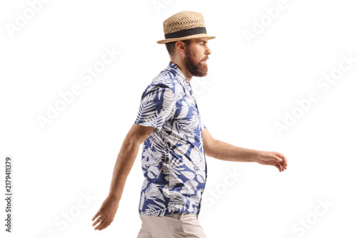 Male tourist walking