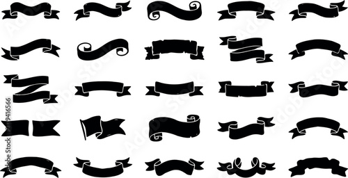 Black vintage style banner and ribbon collection