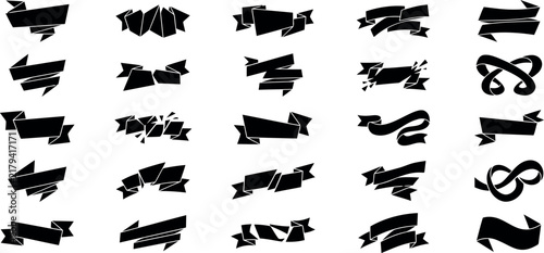 Black modern banner and ribbon vector designs