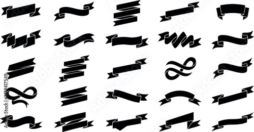 Black vintage style banner and ribbon collection