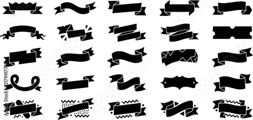 Black vintage style decorative banners collection