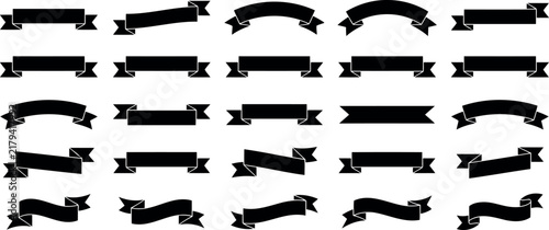 Black decorative ribbons and banners collection