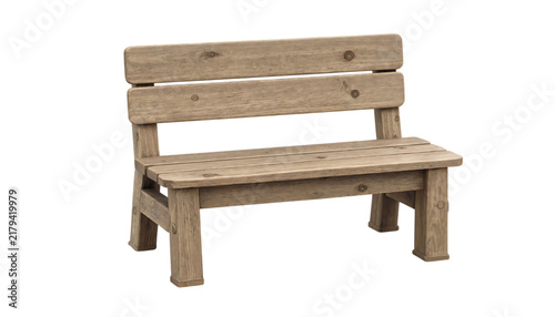 фотографія Isolated small rustic wooden bench with natural grain texture and sturdy design