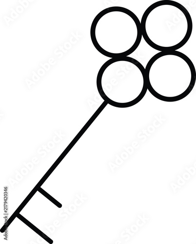 Simple black line vector icon of a key