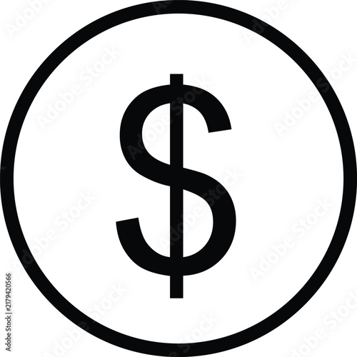 Simple black line vector icon of a coin.