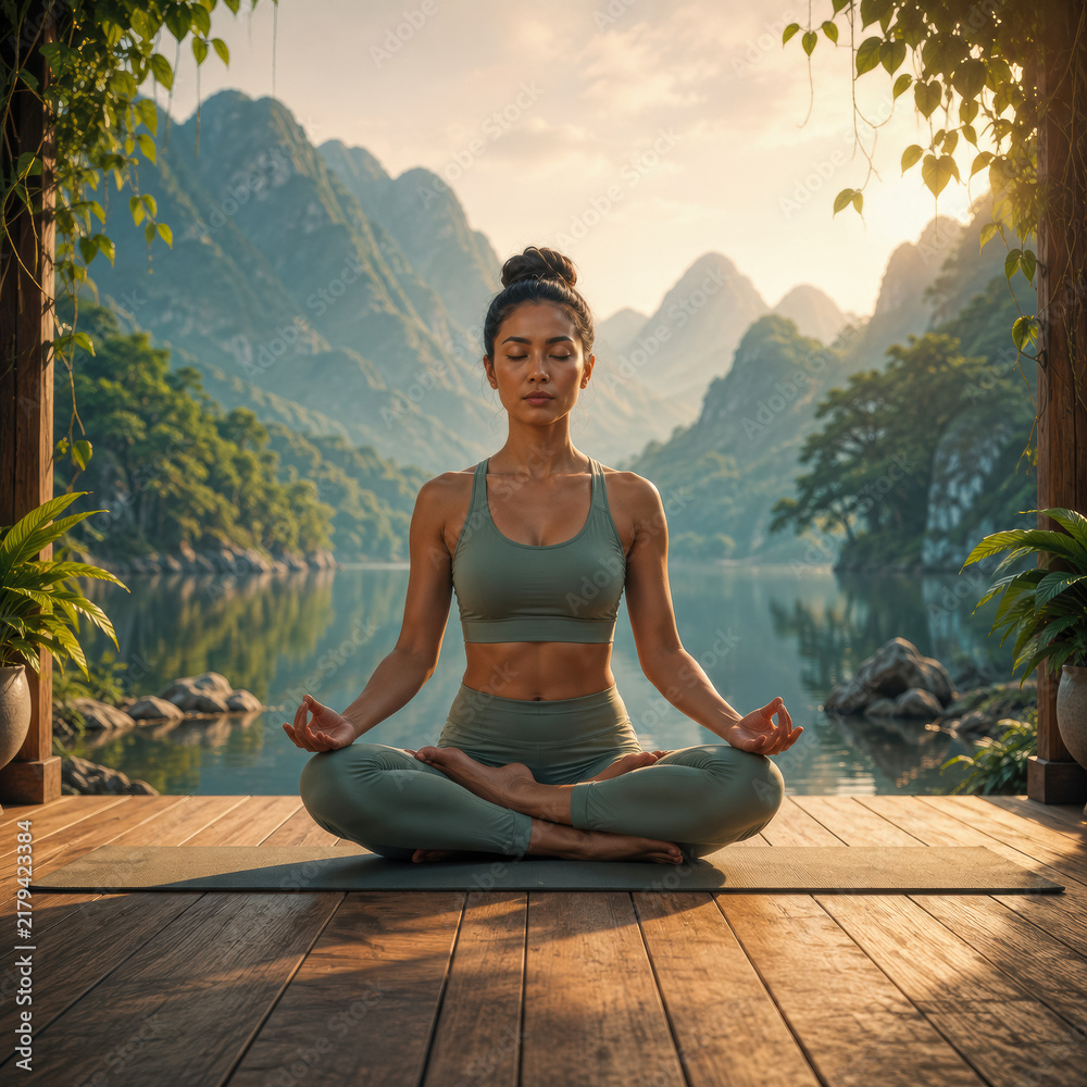 Fototapeta premium Mindfulness and Mental Wellbeing Concept in Calm Interior