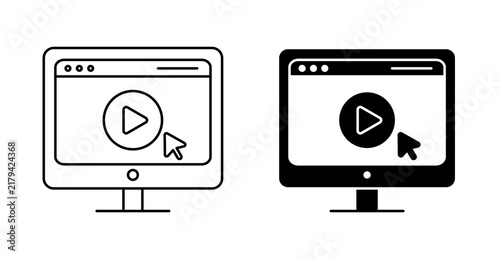 Video Lesson Icon, Online Class and Digital Teaching Course Symbol