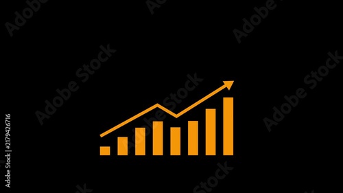 Orange Business Growth Bar Chart Animation with Upward Arrow.4k video