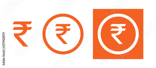 Rupiah Currency Symbol: Three stylized orange icons representing the Indonesian Rupiah currency symbol, in varying sizes and formats, displayed on an orange background.