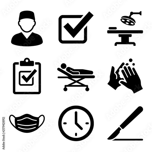 Medical Surgery and Hospital Procedure Icons Set