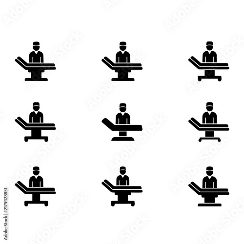 Medical Surgeon and Operating Table Icon Set