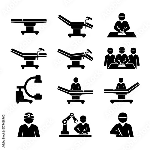 Medical Surgery and Hospital Operation Equipment Icons