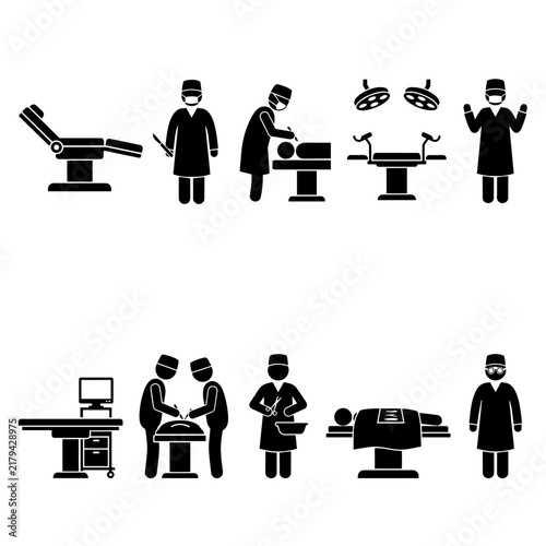 Surgical Operation Procedure Medical Icons Set
