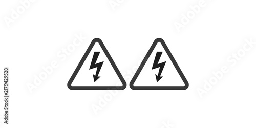 Картината върху платно High voltage warning hazard symbols in black outline style for electrical safety signs